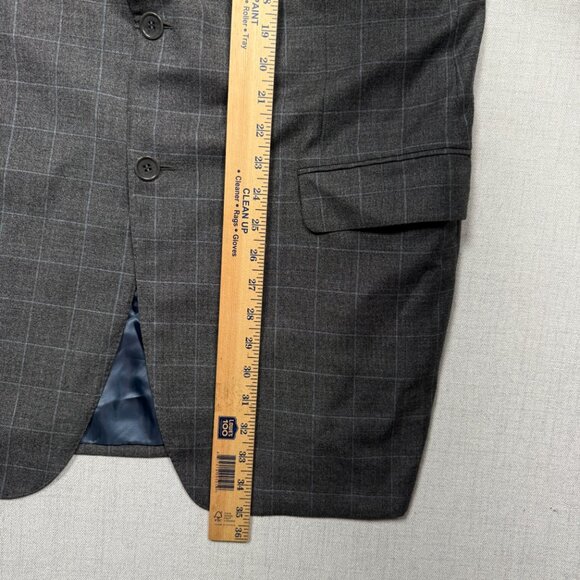 Vintage Trussini Blazer Checked Wool Gray Classic Fit Two Button Size 41 - Picture 7 of 11